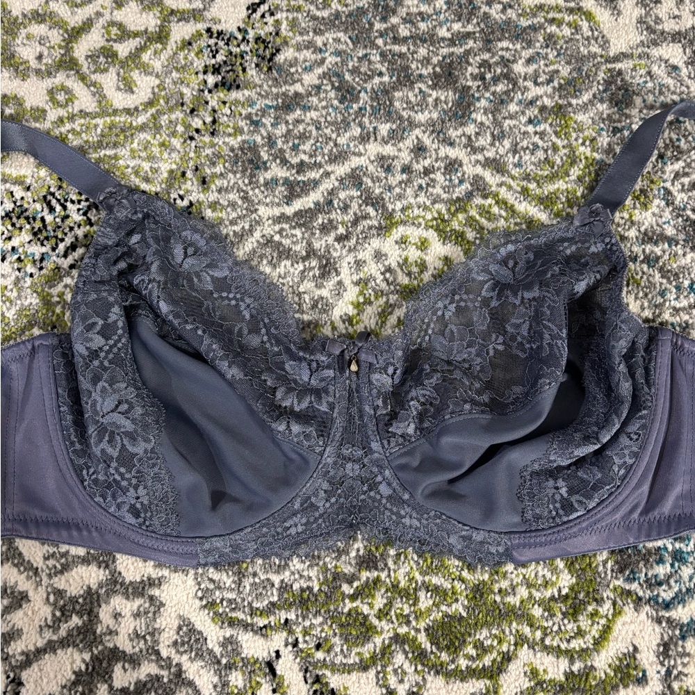 Glamorise Lace Underwire Bra in Blue Gray
